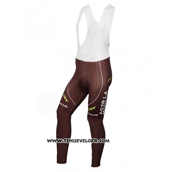 2016 Maillot Ciclismo Ag2r La Mondiale Blanc et Marron Manches Longues et Cuissard